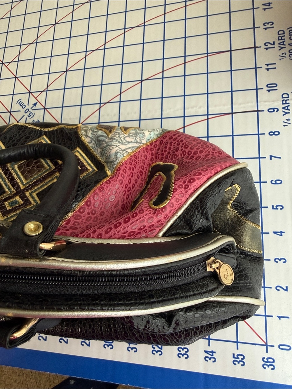 Vintage 90s NAS Bags Patchwork Maximalist Embossed Satchel Purse - Picture 5 of 16